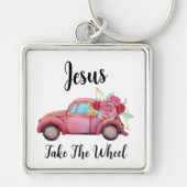 Premium Square Metal Sleutelhanger, klein (1,38 in Sleutelhanger (Voorkant)