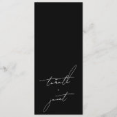 Premium Stijlvol Elegant Zwart & Wit Bruiloft Programmakaart (Achterkant)