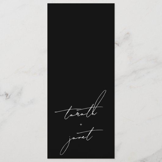 Premium Stijlvol Elegant Zwart & Wit Bruiloft Programmakaart (Achterkant)