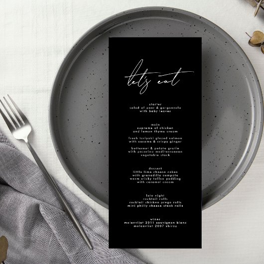 Premium Stijlvol Elegant Zwart & Wit Bruiloft Programmakaart