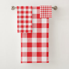 Premium stijlvol rood en wit geruit bad handdoek