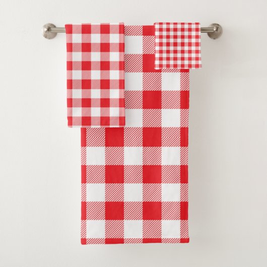 Premium stijlvol rood en wit geruit bad handdoek (Insitu)