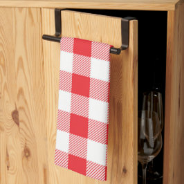 Premium stijlvol rood en wit geruit theedoek
