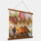 Premium Sushi Art Tapestry – Japanese Elegance Hangend Wandkleed (Gebogen)