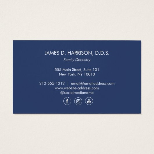 Premium tandschets Logo wit/blauw tandarts Visitekaartje (Achterkant)