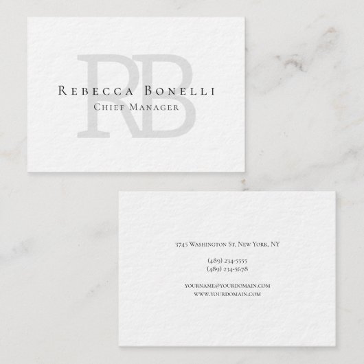 Premium Thick Exclusive Unique Modern Monogram Visitekaartje (Voorkant / Achterkant)