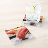 Premium tuna drenched in soy sauce glazen onderzetter (Schuin)