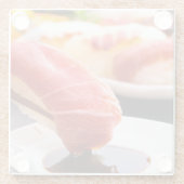 Premium tuna drenched in soy sauce glazen onderzetter (Achterkant)