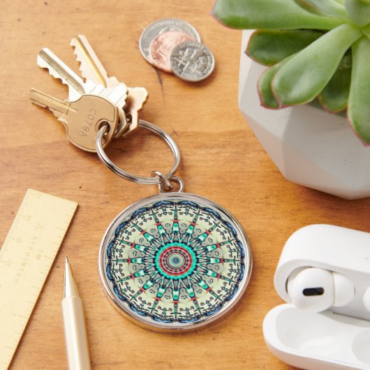 Premium Turquoise Round Sleutelhanger (Bureau)