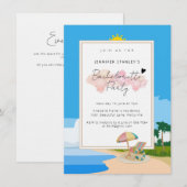 Premium uitnodigingen, Beach Bachelorette party Kaart (Voorkant / Achterkant)