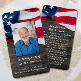 Premium USA Flag Memorial Funeral Prayer Kaart