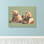 Premium-verwaterd canvas 24x18 met grizzly-beren afdruk (Insitu (Houten vloer))