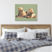 Premium-verwaterd canvas 24x18 met grizzly-beren afdruk (Insitu (Slaapkamer))
