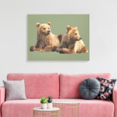 Premium-verwaterd canvas 24x18 met grizzly-beren afdruk (Insitu (Woonkamer))