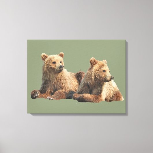 Premium-verwaterd canvas 24x18 met grizzly-beren afdruk (Voorkant)
