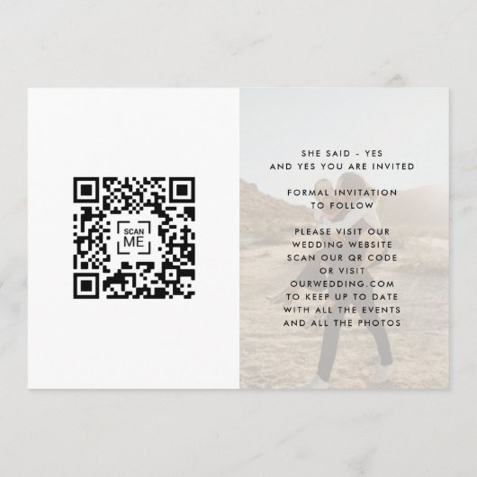 Premium Vet Moderne QR CODE Tekst Twee Foto Save The Date (Achterkant)