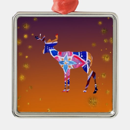 Premium Vierkant Ornament Mandala Herten (Voorkant)