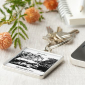 Premium Vierkante Sleutelhanger, Groot (5,08 cm) Sleutelhanger (Zijkant)