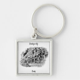 Premium Vierkante Sleutelhanger, Groot (5,08 cm) Sleutelhanger