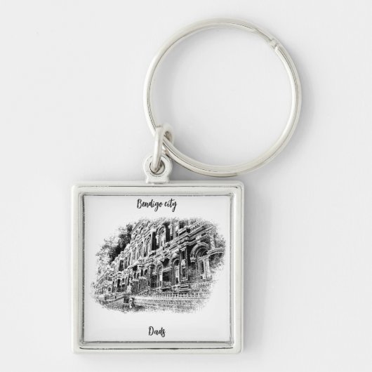 Premium Vierkante Sleutelhanger, Groot (5,08 cm) Sleutelhanger (Voorkant)