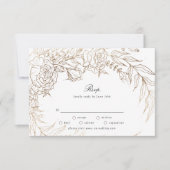 Premium Wit en Goud Bloemen Krans Bruiloft RSVP Kaartje (Voorkant)