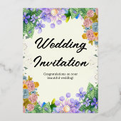 Premium witte bruiloft folie uitnodiging (Voorkant)