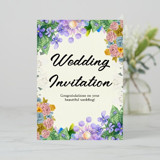 Premium witte bruiloft folie uitnodiging (Staand Voorkant)