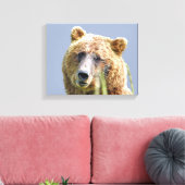 Premium Wrapped Canvas 11x14 met grizzly beer Afdruk (Insitu (Woonkamer))