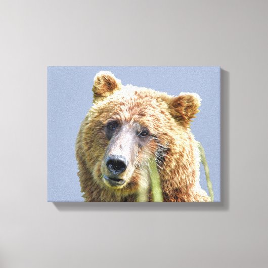 Premium Wrapped Canvas 11x14 met grizzly beer Afdruk (Voorkant)