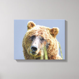 Premium Wrapped Canvas 11x14 van grizzly beer Afdruk