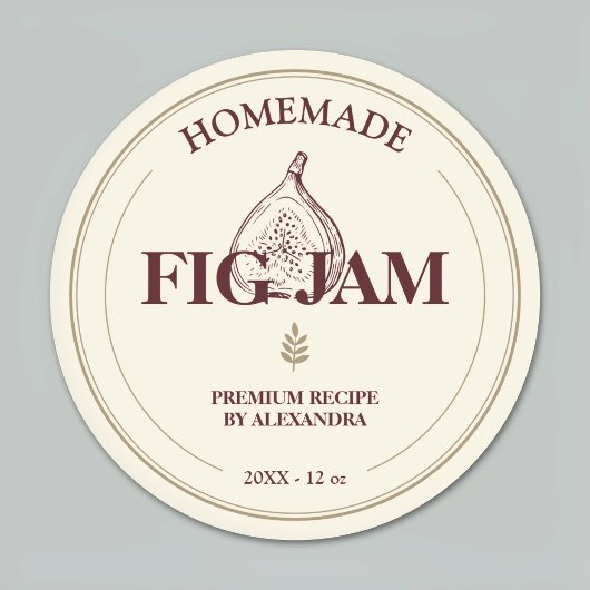 Premium Zelfgemaakte Vijgenjam Label Sticker