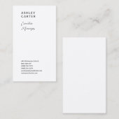 Premium zijde elegant wit minimalistisch modern visitekaartje (Voorkant / Achterkant)