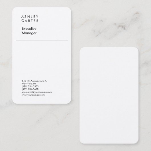 Premium zijde elegant witte vlakke, moderne visitekaartje (Voorkant / Achterkant)