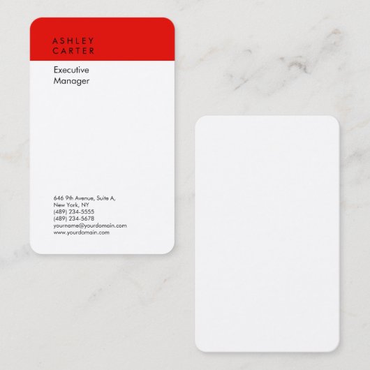 Premium zijde elegant witte vlakke, moderne visitekaartje (Voorkant / Achterkant)