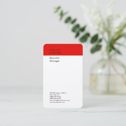 Premium zijde elegant witte vlakke, moderne visitekaartje (Staand voorkant)