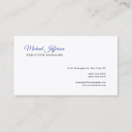 Premium zijde Modern Elegant Calligrafie Blauw Wit Visitekaartje