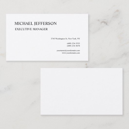 Premium - Zijde Moderne Elegant Eenvoudig Zwart wi Visitekaartje (Voorkant / Achterkant)