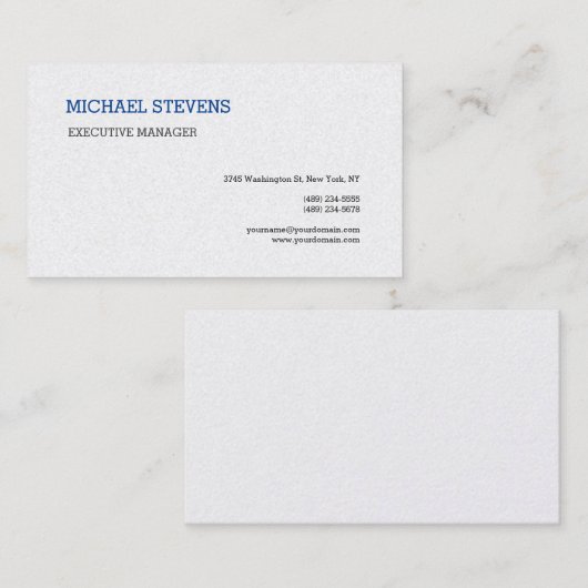 Premium - Zijde Moderne Elegant Simple Blue White Visitekaartje (Voorkant / Achterkant)