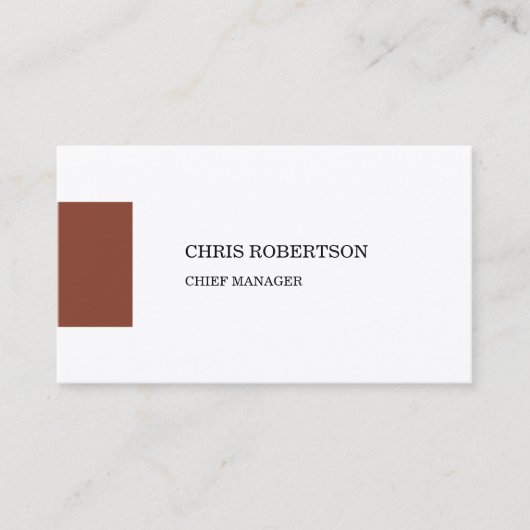 Premium - Zijde Moderne Minimale Bruin Wit Visitekaartje (Voorkant)