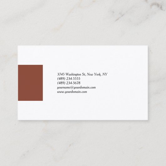 Premium - Zijde Moderne Minimale Bruin Wit Visitekaartje (Achterkant)