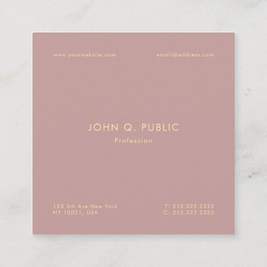 Premium zijdeafwerking Modern Elegant Sjabloon Lux Vierkante Visitekaartje (Achterkant)