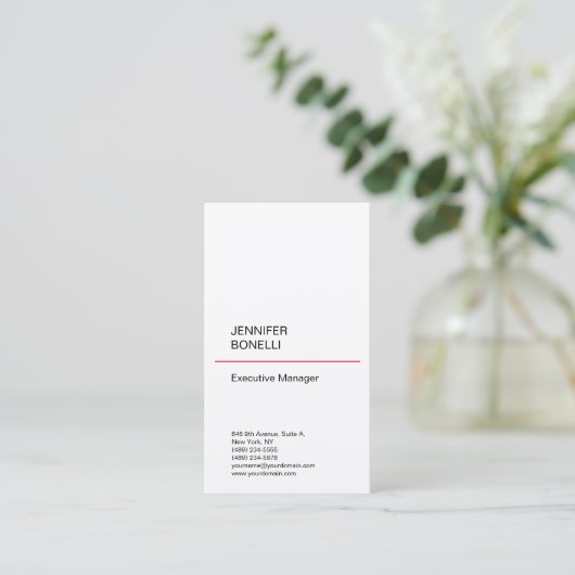 Premium - zijdeglans - minimalistische moderne tre visitekaartje (Staand voorkant)