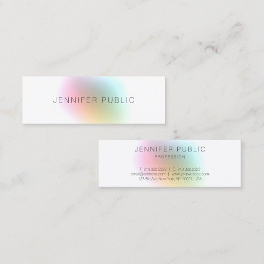 Premium - Zijderafwerking Modern elegant kleurrijk Mini Visitekaartje (Voorkant / Achterkant)