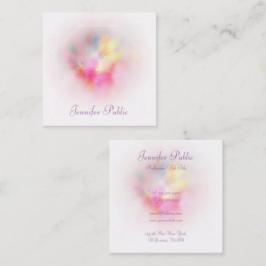 Premium - Zijderafwerking Moderne, kleurrijke Abst Vierkante Visitekaartje (Voorkant / Achterkant)