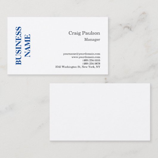 Premium - Zijderblauw - minimalistisch modern Visitekaartje (Voorkant / Achterkant)