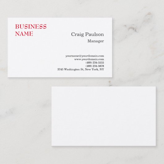 Premium - Zijderewit - minimalistisch modern Visitekaartje (Voorkant / Achterkant)