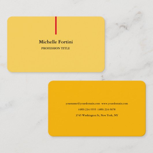 Premium - Zijderlaag - Minimalistisch geel Visitekaartje (Voorkant / Achterkant)