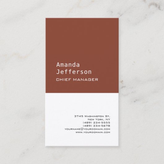 Premium - Zijderminimalistisch, bruin wit Visitekaartje (Voorkant)