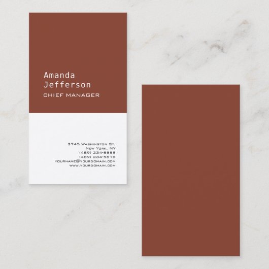 Premium - Zijderminimalistisch, bruin wit Visitekaartje (Voorkant / Achterkant)