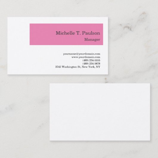 Premium - Zijderminimalistisch Modern Roze Wit Visitekaartje (Voorkant / Achterkant)
